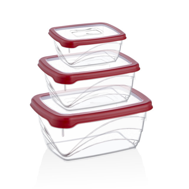 Herzberg Set di 3 pezzi extra Deep Bio Saver Box Rosso