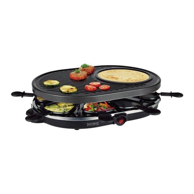 Royalty Line Griglia elettrica 2 in 1 con 8 pezzi da raclette